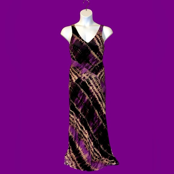 Purple V neck boho goth fairy y2k hippie witchy whimsigoth maxi dress medium - Picture 1 of 10